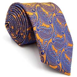 Shlax&Wing Klassisch Herren Einzigartig Seide Krawatte Gelb Paisley Extra lang (Extra lange : 160cm×8.9cm) von S&W SHLAX&WING
