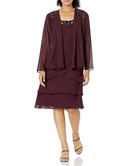 S.L. Fashions Damen Embellished Tiered Jacket Dress (Petite and Regular) Kleid, Feige, 48 von S.L. Fashions