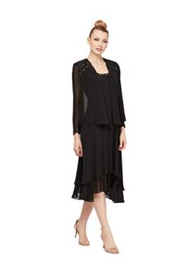 S.L. Fashions Damen Verziertes Schulter-und Nackenjackenkleid Kleid für besondere Anlässe, Schwarz, 40 Zierlich von S.L. Fashions