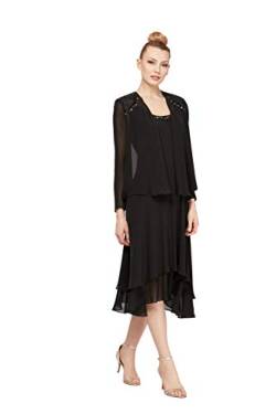 S.L. Fashions Women's Embellished Shoulder and Neck Jacket Dress, Black Petite, 8P von S.L. Fashions