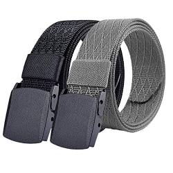 S.Lux Unisex Gürtel Nylon, 2 Stück Canvas Belt mit Standard Kunststoff Schnalle für Damen und Herren, Verstellbarer Militär Taktischer Gürtel für Übungen und Draussen Sportarten von S.Lux