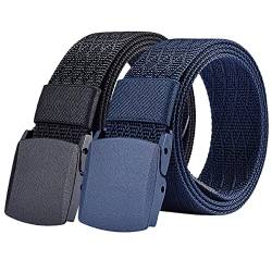 S.Lux Unisex Gürtel Nylon, 2 Stück Canvas Belt mit Standard Kunststoff Schnalle für Damen und Herren, Verstellbarer Militär Taktischer Gürtel für Übungen und Draussen Sportarten von S.Lux