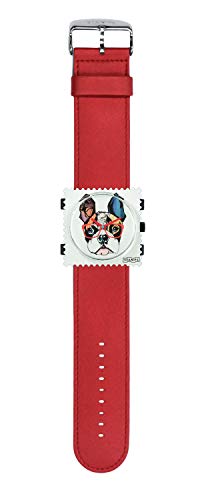 S.T.A.M.P.S. Stamps Uhr KOMPLETT - Zifferblatt Mr. Dog mit Lederarmband Classic rot von S.T.A.M.P.S.