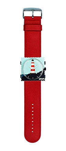 S.T.A.M.P.S. Stamps Uhr KOMPLETT - Zifferblatt Sealight 104304 mit Lederarmband Classic rot 100003-1700 von S.T.A.M.P.S.