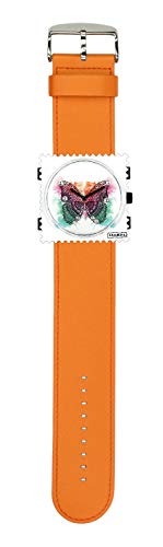 S.T.A.M.P.S. Stamps Uhr komplett - Zifferblatt Diamond Butterfly mit Lederarmband orange von S.T.A.M.P.S.