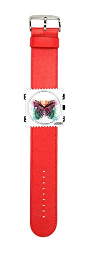 S.T.A.M.P.S. Stamps Uhr komplett - Zifferblatt Diamond Butterfly mit Lederarmband rot von S.T.A.M.P.S.