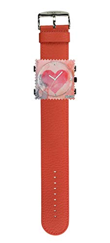 S.T.A.M.P.S. Stamps Uhr komplett - Zifferblatt Final Heart Diamond auf Lederarmband Papaya von S.T.A.M.P.S.