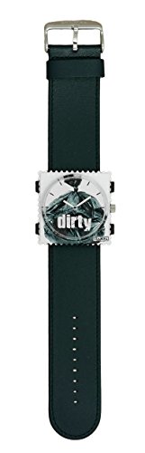 S.T.A.M.P.S. Stamps Uhr komplett - wasserdichtes Zifferblatt Dirty mit schwarzem Lederarmband von S.T.A.M.P.S.