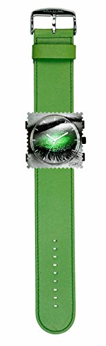 Stamps Damen Uhr komplett - Zifferblatt Soft Dreams auf grünem Lederarmband von S.T.A.M.P.S.