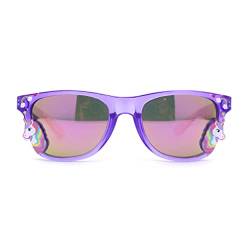 SA106 Mädchen Kindergröße Regenbogen Einhorn Abzeichen Horn Rand Sonnenbrille, Violett/violetter Spiegel von SA106
