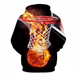 SABORR Kreative Flamme Basketball 3D Pullover Shirt Jungen und Mädchen lässig Hoodie Student im Freien Sweatshirt von SABORR