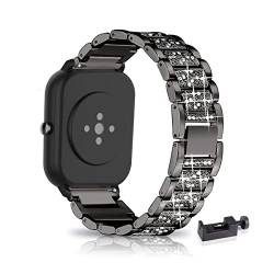 20MM Metall Armband für Amazfit Bip Lite/Bip U/Bip U Pro/Bip 3/Bip 3 Pro Armband, Frauen Strass Glitzer Verstellbare Edelstahl Ersatzbänder Armband Kompatibel mit Amazfit Bip 3/Bip 3 Pro (E) von SABSEN