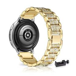 20MM Metall Armband für Samsung Galaxy Watch Active/Active 2 40mm/44mm Armband, Frauen Strass Glitzer Verstellbare Edelstahl Ersatzbänder Armband Kompatibel mit Samsung Watch Active 2 (E) von SABSEN