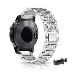 22MM Metall Armband Kompatibel mit Garmin Fenix 5/Fenix 5 Plus/Fenix 6/Fenix 6 Pro/Fenix 7/Forerunner 935/945 Armband, Frauen Strass Glitzer Verstellbare Edelstahl Ersatzbänder Armband (D) von SABSEN