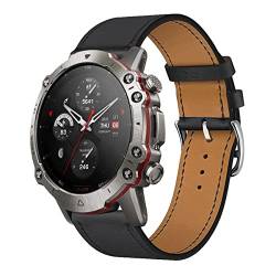 Leder Armband für Amazfit Falcon Armbänder, Echtleder Schlank Ersatzarmband mit Edelstahl-Verschluss Kompatibel mit Armbänder Amazfit Falcon (4) von SABSEN