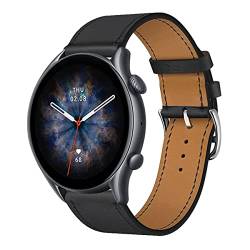 Leder Armband für Amazfit GTR 3 / Amazfit GTR 3 Pro Armbänder, 22MM Echtleder Schlank Ersatzarmband mit Edelstahl-Verschluss Kompatibel mit Armbänder Amazfit GTR 3 / Amazfit GTR 3 Pro (13) von SABSEN