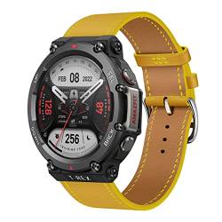 Leder Armband für Amazfit T-Rex 2 Armbänder, Echtleder Schlank Ersatzarmband mit Edelstahl-Verschluss Kompatibel mit Armbänder Amazfit T-Rex 2 (12) von SABSEN