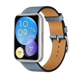 Leder Armband für Huawei Watch Fit 2 Active/Classic/Elegant Armbänder, Echtleder Schlank Ersatzarmband mit Edelstahl-Verschluss Kompatibel mit Armbänder Huawei Watch Fit 2 (21) von SABSEN