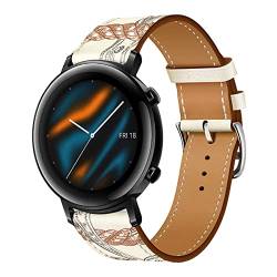 Leder Armband für Huawei Watch GT2 42MM Armbänder, 20MM Echtleder Schlank Ersatzarmband mit Edelstahl-Verschluss Kompatibel mit Armbänder Huawei Watch GT2 42MM (10) von SABSEN