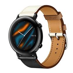 Leder Armband für Huawei Watch GT2 42MM Armbänder, 20MM Echtleder Schlank Ersatzarmband mit Edelstahl-Verschluss Kompatibel mit Armbänder Huawei Watch GT2 42MM (19) von SABSEN