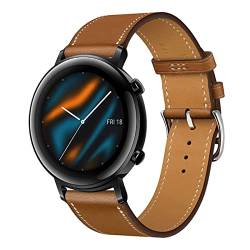 Leder Armband für Huawei Watch GT2 42MM Armbänder, 20MM Echtleder Schlank Ersatzarmband mit Edelstahl-Verschluss Kompatibel mit Armbänder Huawei Watch GT2 42MM (26) von SABSEN