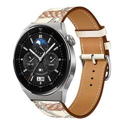 Leder Armband für Huawei Watch GT3 Pro 46MM Armbänder, 22MM Echtleder Schlank Ersatzarmband mit Edelstahl-Verschluss Kompatibel mit Armbänder Huawei Watch GT3 Pro 46MM (1) von SABSEN