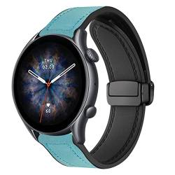 Magnetische Leder Armband für Amazfit GTR 3 / GTR 3 Pro Armbänder, 22MM Magnetische Leder Silikon Hybrid Ersatzarmband Kompatibel mit Armbänder Amazfit GTR 3 / GTR 3 Pro (C) von SABSEN