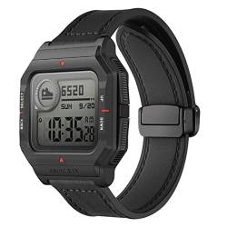 Magnetische Leder Armband für Amazfit Neo Armbänder, Amazfit Neo Magnetische Leder Silikon Hybrid Ersatzarmband Kompatibel mit Armbänder Amazfit Neo (D) von SABSEN