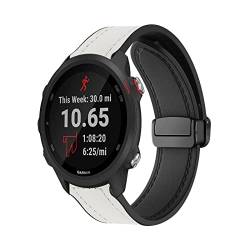 Magnetische Leder Armband für Garmin Forerunner 55/245/645 Armbänder, Magnetische Leder Silikon Hybrid Ersatzarmband Kompatibel mit Armbänder Garmin Forerunner 55/245/645 (G) von SABSEN