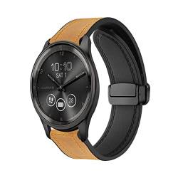 Magnetische Leder Armband für Garmin Vivomove Trend/Vivomove Sport Armbänder, Magnetische Leder Silikon Hybrid Ersatzarmband Kompatibel mit Armbänder Garmin Vivomove Trend/Vivomove Sport (A) von SABSEN