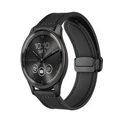 Magnetische Leder Armband für Garmin Vivomove Trend/Vivomove Sport Armbänder, Magnetische Leder Silikon Hybrid Ersatzarmband Kompatibel mit Armbänder Garmin Vivomove Trend/Vivomove Sport (F) von SABSEN