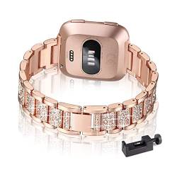 Metall Armband für Fitbit Versa 3/ Versa 4/Sense/Sense 2 Armband, Frauen Strass Glitzer Verstellbare Edelstahl Ersatzbänder Armband Kompatibel mit Fitbit Versa 3/ Versa 4/Sense/Sense 2 (D) von SABSEN