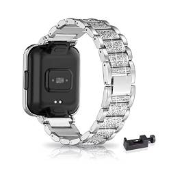 Metall Armband für Xiaomi Redmi Watch 2 Lite Armband, Frauen Strass Glitzer Verstellbare Edelstahl Ersatzbänder Armband Kompatibel mit Xiaomi Redmi Watch 2 Lite (E) von SABSEN