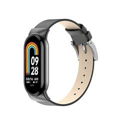 SABSEN Leder Armband für Xiaomi Mi Band 8 Armband, Xiaomi Mi Band 8 Lederband Ersatzband mit Edelstahl-Verschluss Kompatibel mit Xiaomi Mi Band 8 (B) von SABSEN