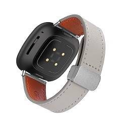 SABSEN Lederarmband für Fitbit Versa 3/Versa 4/Sense/Sense 2 Armband, Magnetische Leder Ersatzarmband, Magnetische Mehrfache Farben Slim Leather Ersatzband Kompatibel mit Fitbit Versa 3/Versa 4 (C) von SABSEN