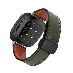 SABSEN Lederarmband für Fitbit Versa 3/Versa 4/Sense/Sense 2 Armband, Magnetische Leder Ersatzarmband, Magnetische Mehrfache Farben Slim Leather Ersatzband Kompatibel mit Fitbit Versa 3/Versa 4 (H) von SABSEN