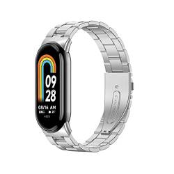 SABSEN Metall Armband für Xiaomi Mi Band 8 Armband, Xiaomi Mi Band 8 Verstellbare Edelstahl Ersatzbänder Armband Kompatibel mit Xiaomi Mi Band 8 (D) von SABSEN