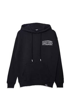 SAEBIS Herren Hoodie mit Stickerei, Herbst Winter Pullover mit Kapuze und Kängurutasche (L, schwarz) von SAEBIS