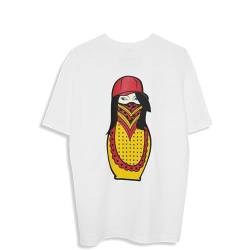 SAEBIS Herren Oversized T-Shirt - weiß - 100% Baumwolle - große Matryoshka (as3, Alpha, xx_l, Regular, Regular) von SAEBIS