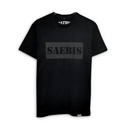 SAEBIS Herren T-Shirt - 100% Baumwolle - weiß/schwarz (All Black, L) von SAEBIS