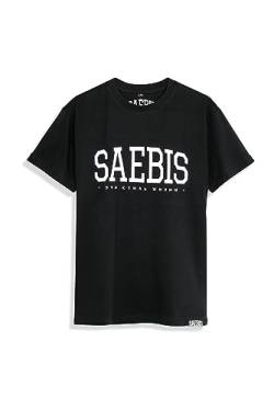 SAEBIS Lifestyle Herren Oversized T-Shirt - 100% Baumwolle - schwarz/weiß (Schwarz, S) von SAEBIS