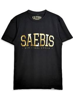 SAEBIS Lifestyle Herren T-Shirt - 100% Baumwolle - schwarz/weiß (Gold, XL) von SAEBIS