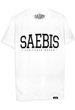 SAEBIS Lifestyle Herren T-Shirt - 100% Baumwolle - schwarz/weiß (Weiß, M) von SAEBIS