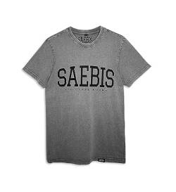 SAEBIS Lifestyle Herren T-Shirt - 100% Baumwolle - schwarz/weiß (as3, Alpha, m, Regular, Regular, Washed grau) von SAEBIS