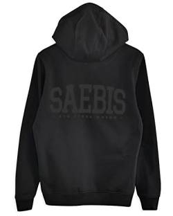 SAEBIS Lifestyle Herren Zip Hoodie mit Reißverschluss, mit Kapuze (as3, Alpha, l, Regular, Regular, All Black) von SAEBIS