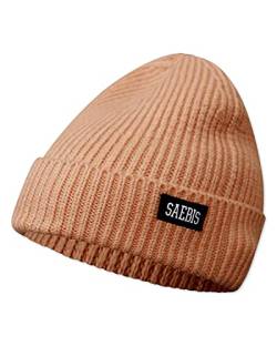 SAEBIS Ribbed Beanie Damen und Herren - Unisex Klassische Strickmütze - Classic warme Mütze für das ganze Jahr - Kopfbedeckung - (Lachsfarben) von SAEBIS
