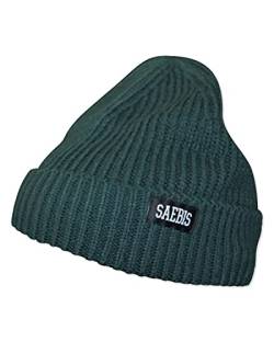 SAEBIS Ribbed Beanie Damen und Herren - Unisex Klassische Strickmütze - Classic warme Mütze für das ganze Jahr - Kopfbedeckung - (Nachtgrün) von SAEBIS