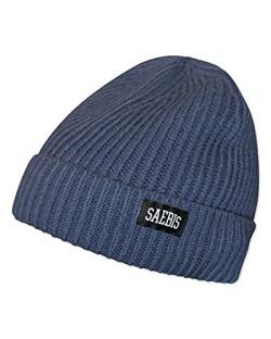 SAEBIS Ribbed Beanie Damen und Herren - Unisex Klassische Strickmütze - Classic warme Mütze für das ganze Jahr - Kopfbedeckung - (Stahlblau) von SAEBIS