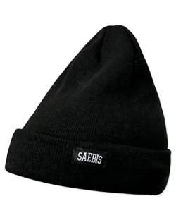 SAEBIS Shapka für Damen und Herren - Unisex Klassische Strickmütze - Classic warme Mütze für das ganze Jahr - Kopfbedeckung - Beanie (Schwarz) von SAEBIS