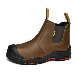 SAFETOE Sicherheitsstiefel M-8025NBO Herren Wide Fit Over Cap Composite Toe Arbeitsstiefel ESD antistatische wasserfeste Rindsleder Heavy Duty Anti-Nagel Anti-Rutsch Pu Gummisohle S3 SRC von SAFETOE